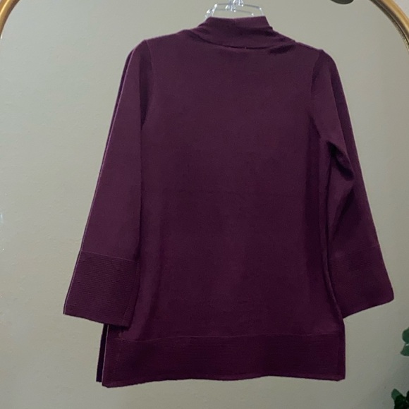 Evolution by Cyrus Myna Button Sleeve Burgundy Open Front Cardigan Size M - Picture 4 of 9